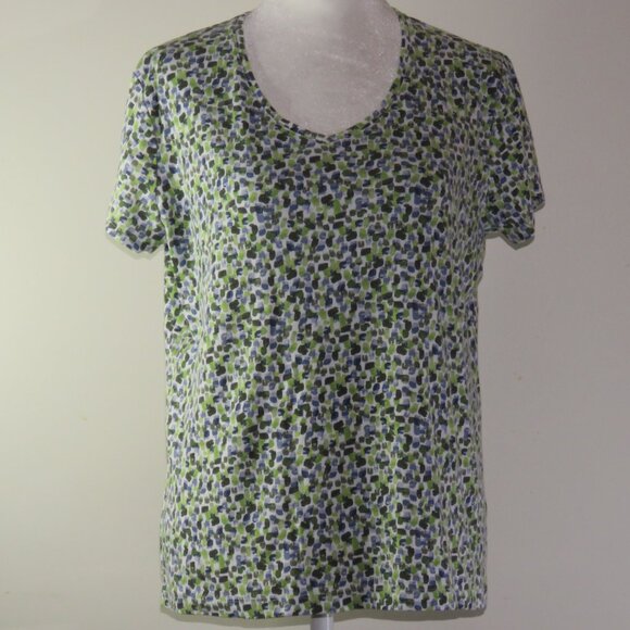 Croft & Borrow Multicolor Short-Sleeve V-Neck Pullover Classic Tee Size L C1273 - Picture 2 of 6